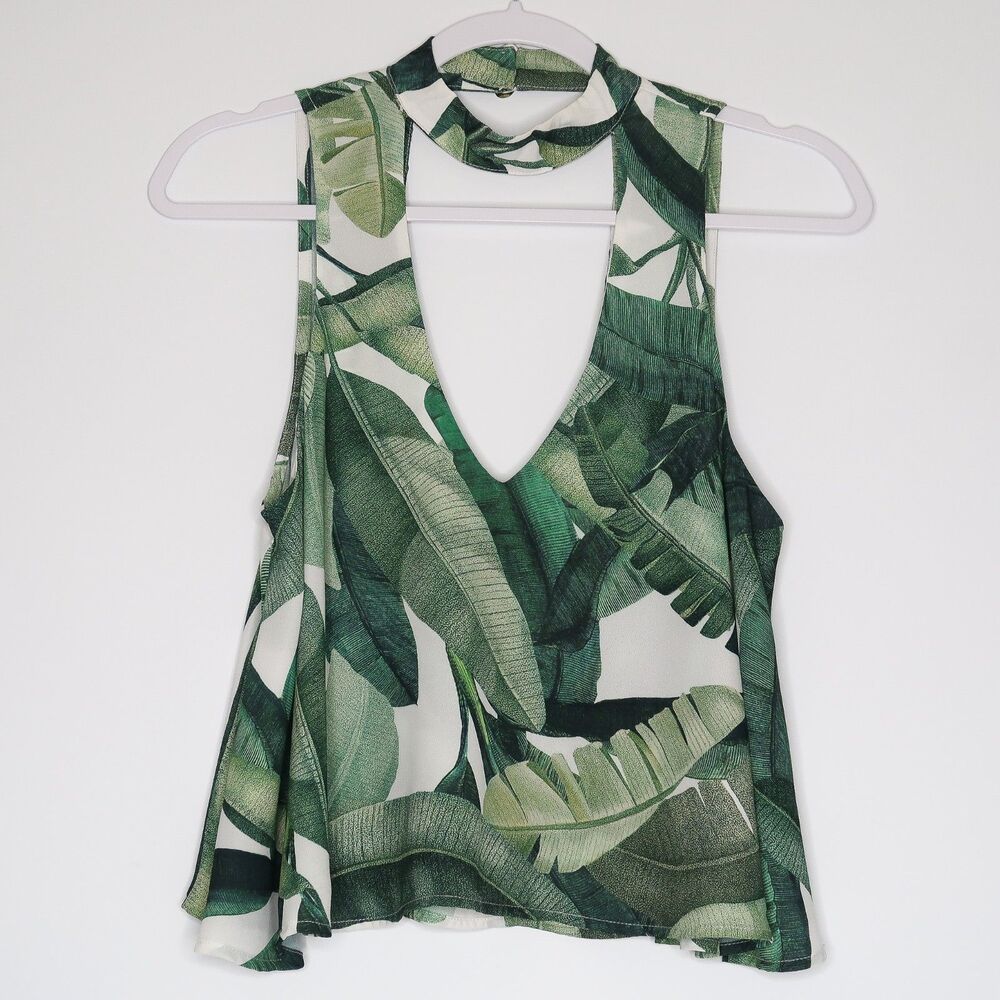 Show Me Your Mumu Womens Tropicalâ Tank Shirt XS Vacation Beach Boho Halter